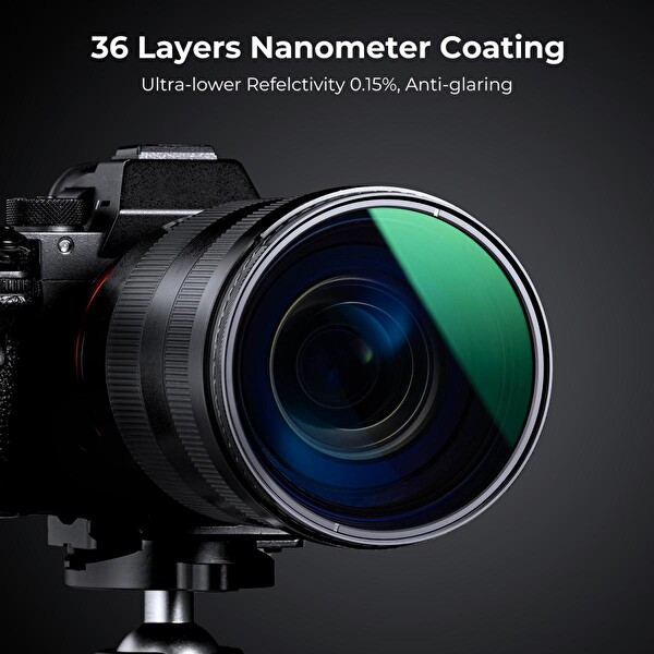 K&F Concept 72 mm CPL Filtre, HD Ultra İnce Pirinç Çerçeve, 36 Katmanlı Yansıma Önleyici Yeşil Film, Nano-X PRO Serisi