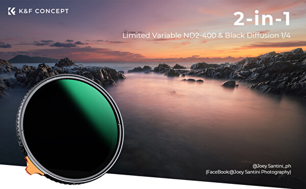 K&F CONCEPT 77mm Black Mist 1/4 + ND2-400 Nano-X Serisi Filtre ( Değişken - Varıable )