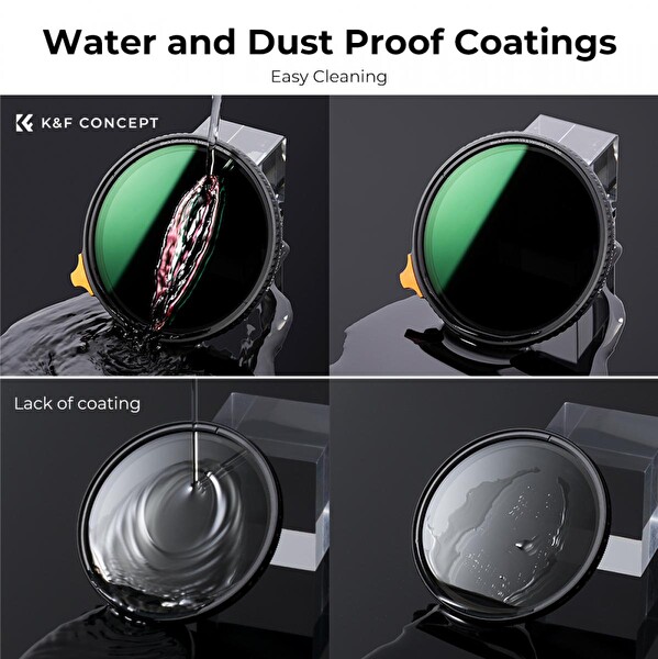 K&F CONCEPT 77mm Black Mist 1/4 + ND2-400 Nano-X Serisi Filtre ( Değişken - Varıable )