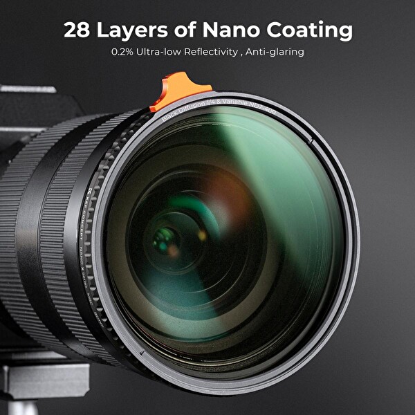 K&F CONCEPT 82mm Black Mist 1/4 + ND2-400 Nano-X Serisi Filtre ( Değişken - Varıable )