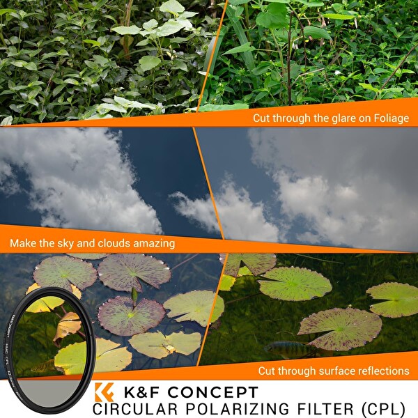 K&F CONCEPT 77mm Nano-C serisi HMC CPL Filtre - Slim Seri