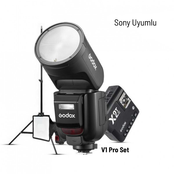 Godox V1 Pro Sony Flaş - X2 Tetikleyici - 15x20 Softbox - Tripod Full Set