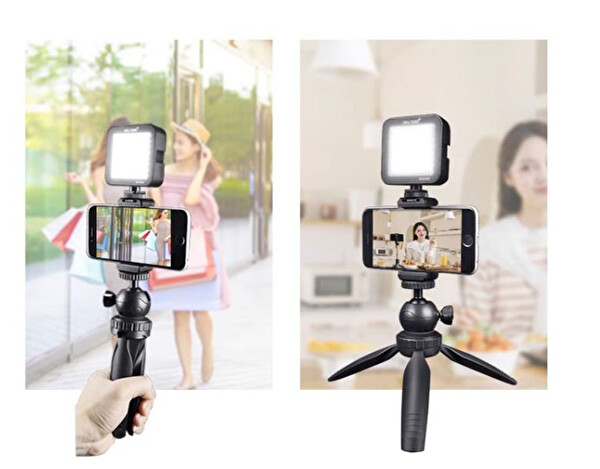 Ayex Pocket M2T 19 CM Yükseklik 2.5 KG Kapasite 360 Derece Döner Kafa Mini Masaüstü Tripod - Telefon Tutucu