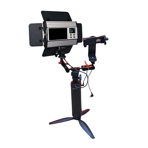 GDX CF-150C RGB Telefon Vlog Seti - El Tipi Powerbank Tripod Batarya