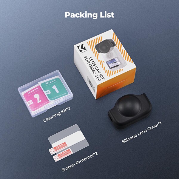 K&F Concept DJI Osmo 360 Uyumlu Silikon Kılıf - Ekran Koruyuculu Set