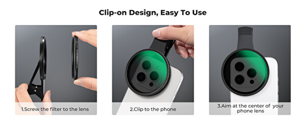 K&F Concept Klipsli 67 MM ND2-32 Filtre Seti - Tüm telefonlar İçin (1-5 Stop)