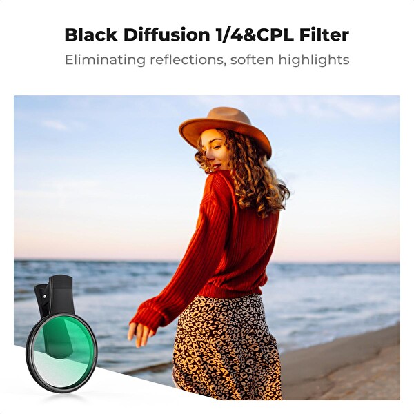 K&F Concept Klipsli 67 MM CPL- BlackMist 1/4 Filtre Seti- Tüm Modelere Uyumlu