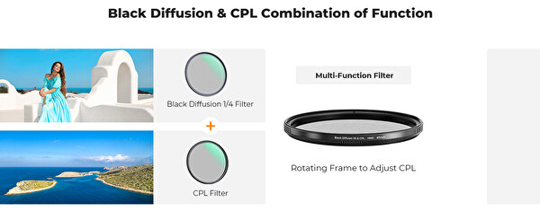 K&F Concept Klipsli 67 MM CPL- BlackMist 1/4 Filtre Seti- Tüm Modelere Uyumlu