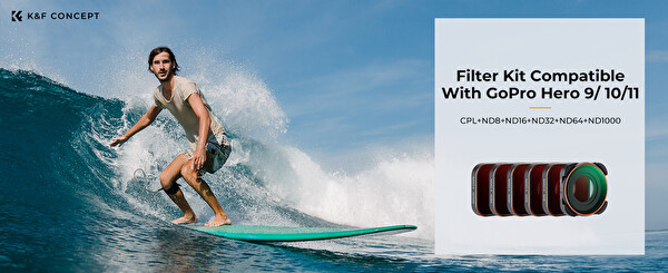 K&F Concept GoPro Uyumlu 6'lı Set - CPL + ND8 + ND16 + ND32 + ND64 + ND1000