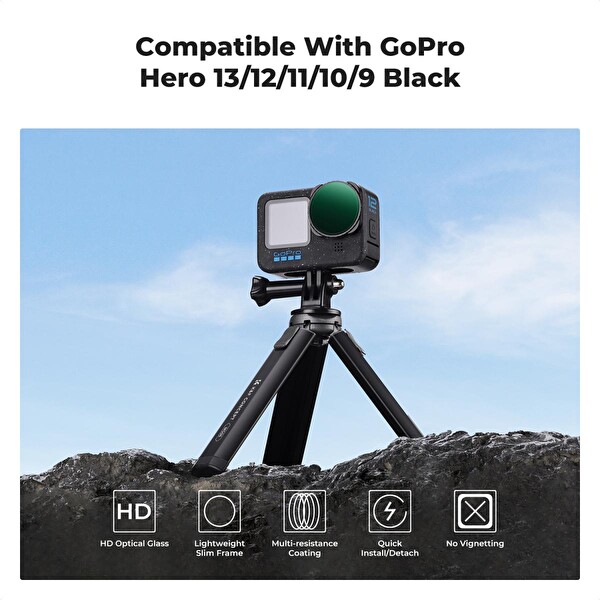 K&F Concept GoPro Uyumlu Variable ND2-32 Filtre - Hero 13-12-11-10-9 Uyumlu