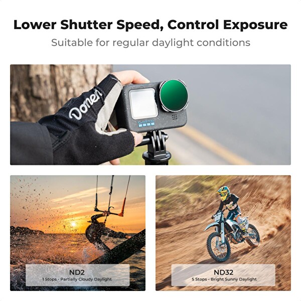 K&F Concept GoPro Uyumlu Variable ND2-32 Filtre - Hero 13-12-11-10-9 Uyumlu