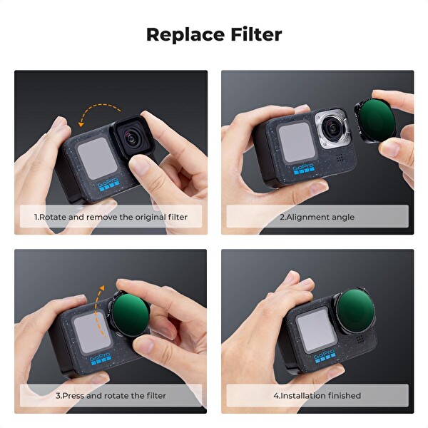 K&F Concept GoPro Uyumlu Variable ND2-32 Filtre - Hero 13-12-11-10-9 Uyumlu