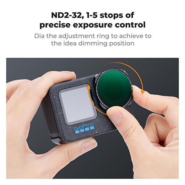 K&F Concept GoPro Uyumlu Variable ND2-32 Filtre - Hero 13-12-11-10-9 Uyumlu