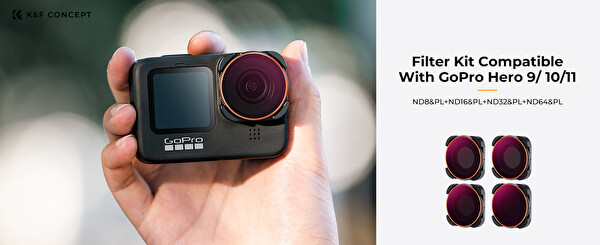 K&F Concept Gopro Uyumlu 4'lü Filtre Seti - ND8&PL + ND16&PL + ND32&PL + ND64&PL