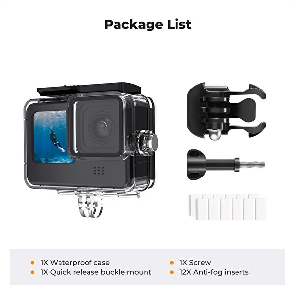 K&F Concept Gopro Hero Serisi Uyumlu Housing 60 Metre Hero 13 12 11 10 9