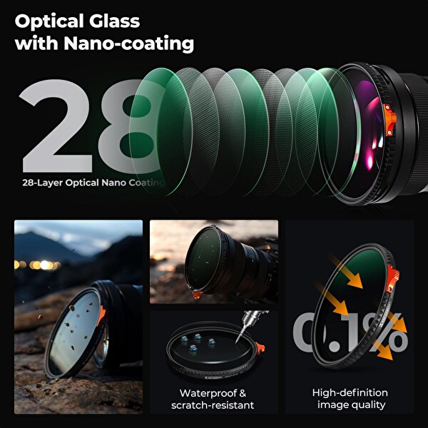 K&F Concept 55mm True Color & Ultra-Low Değişken ND Lens Filter - ND2-32 (1-5 Stops)