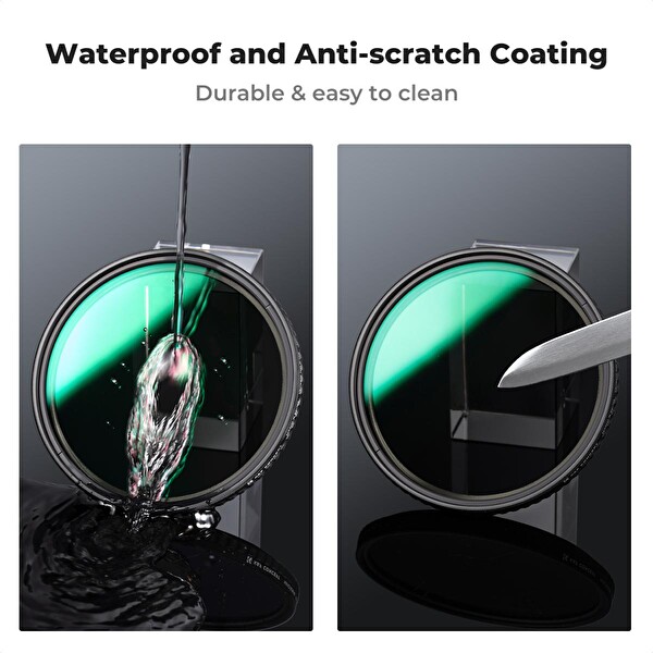 K&F Concept 52 MM Değişken ND Filtre ND8-128 (3-7 Kademeli ) HD Hidrofobik VND Nano-Xcel