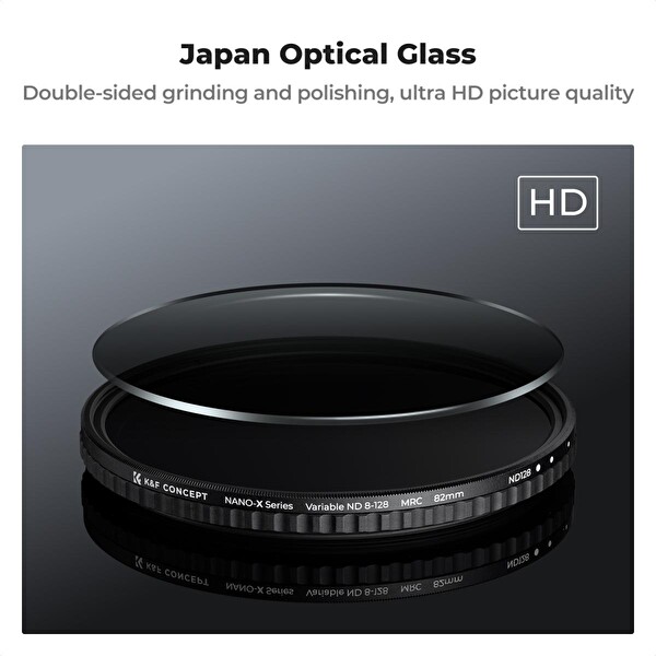 K&F Concept 77mm Değişken ND Filtre ND8-128 (3-7 Kademeli) HD Hidrofobik VND Nano-Xcel