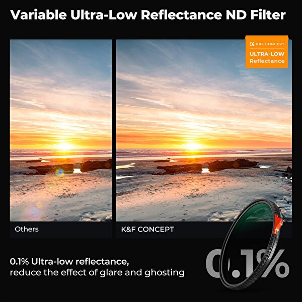 K&F Concept 72mm True Color & Ultra-Low Değişken ND Lens Filter - ND2-32 (1-5 Stops)