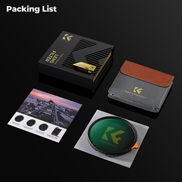 K&F Concept 72mm True Color & Ultra-Low Değişken ND Lens Filter - ND2-32 (1-5 Stops)