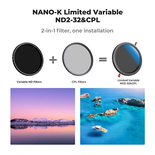 K&F Concept 67mm 2in1 Değişken ND2-ND32 + CPL Filtre - Nano -C serisi Kaplama