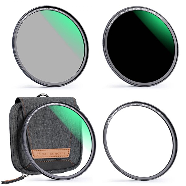 K&F Concept 58mm Magnetic Filtre Set- ND1000 - CPL - UV - Çanta