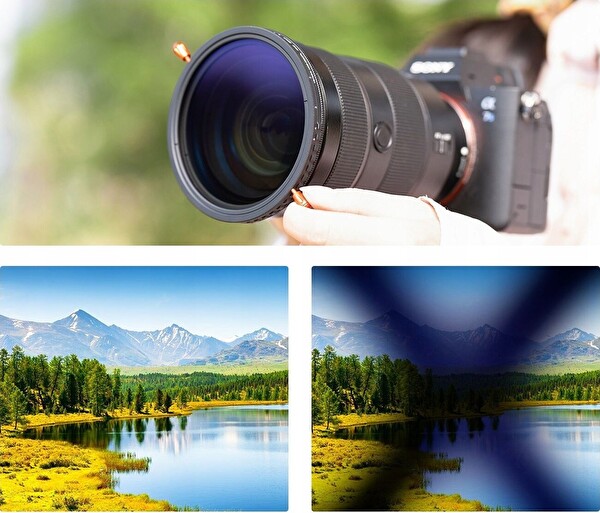 K&F Concept 58 MM 2 in 1 Değişken ND2-ND32 + CPL Filtre / Nano -C Serisi Kaplama