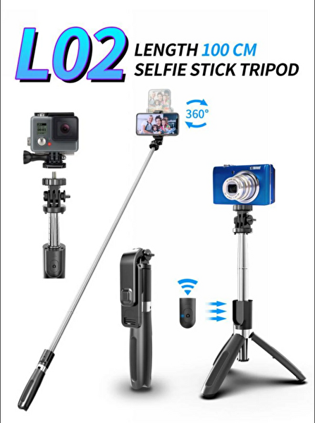 Pell Tripod L02 4'in 1 Bluetooth Kumandalı Tripod Selfie Çubuğu