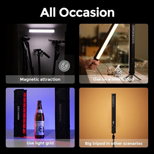 Photoolex B320S RGB Manyetik Led Tube Light