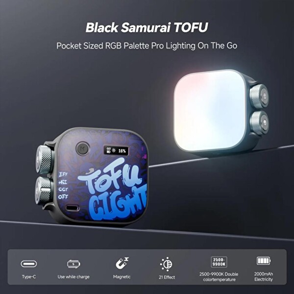 Photoolex Black Samurai TOFU RGB Ledli Video Işığı Tofu-BS