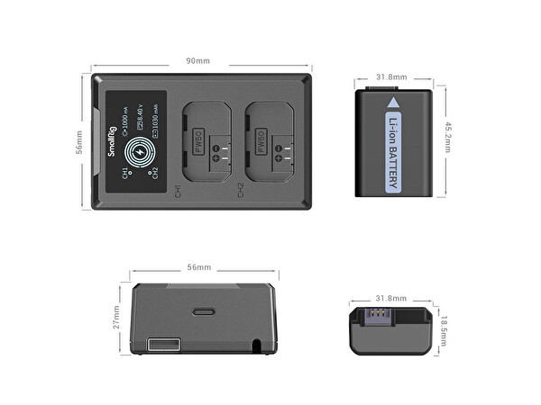 SmallRig 3818 Sony NP-FW50 Batarya - Şarj Kiti