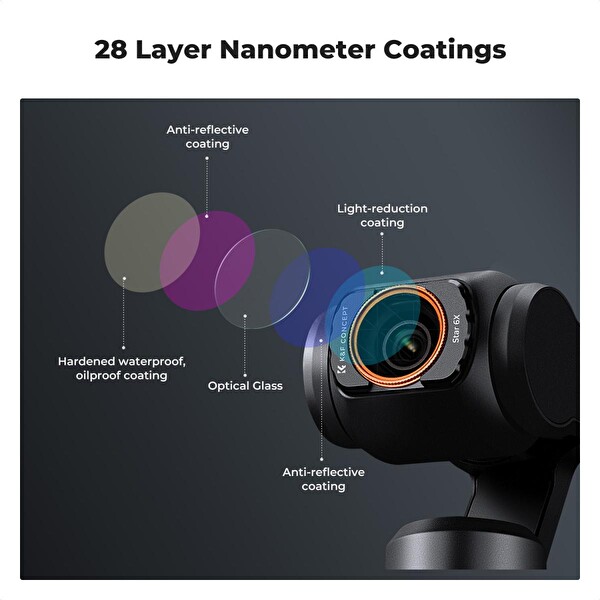 K&F Concept Magnetic Star Filter 6 Points ( DJI Osmo Pocket 3 Combo Uyumlu )