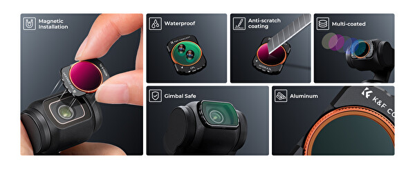 K&F Concept Magnetic 1.2X Anamorfik Lens ( DJI Osmo Pocket 3 Combo Uyumlu )