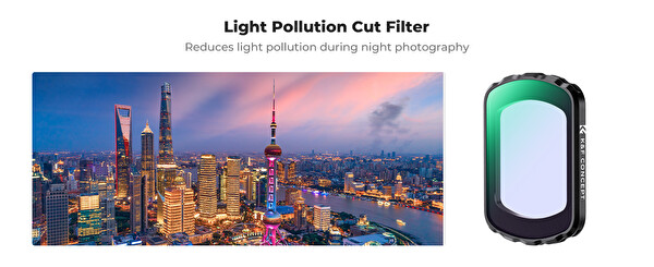 K&F Concept Magnetic Clear-Natural Night Filter ( DJI Osmo Pocket 3 Combo Uyumlu )