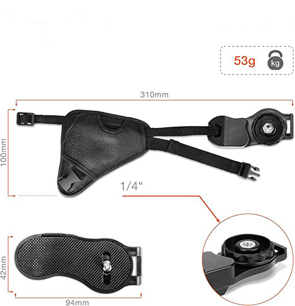 Ayex Bilekten Takılan Kamera El Askısı - 3 Nokta Destekli Tripod Uyumlu
