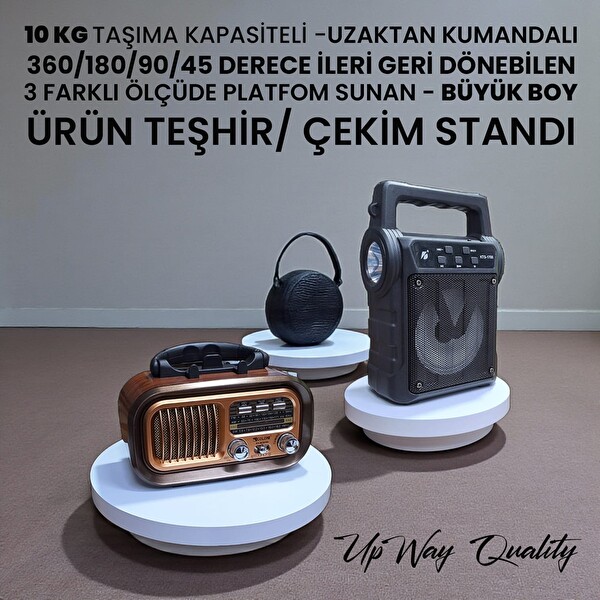 Upway 360 Derece Dönebilen Kumandalı 3 in 1 Ürün Çekim Standı 23 CM Tabla Akıllı Salınım Modu