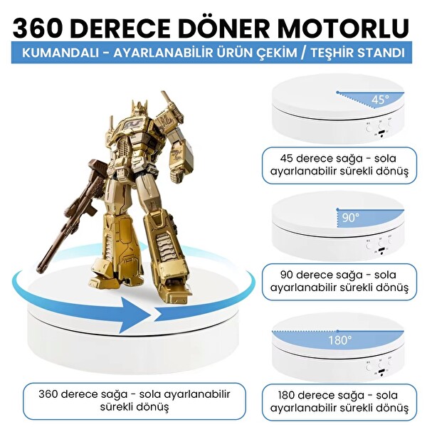 Upway 360 Derece Dönebilen Kumandalı 3 in 1 Ürün Çekim Standı 23 CM Tabla Akıllı Salınım Modu