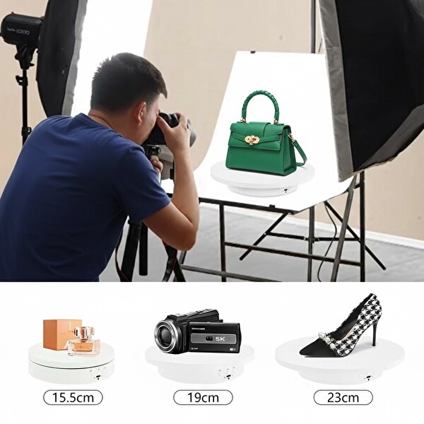 Upway 360 Derece Dönebilen Kumandalı 3 in 1 Ürün Çekim Standı 23 CM Tabla Akıllı Salınım Modu