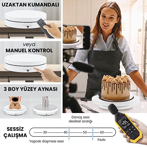 Upway 360 Derece Dönebilen Kumandalı 3 in 1 Ürün Çekim Standı 23 CM Tabla Akıllı Salınım Modu