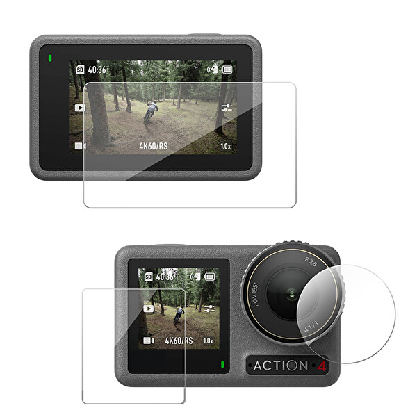Ayex Telesin S6-FLM-06-TDJ DJI Osmo Action 5-4-3 İle Uyumlu Lens Ve Ekran Koruyucu Temperli Cam Koruma Seti