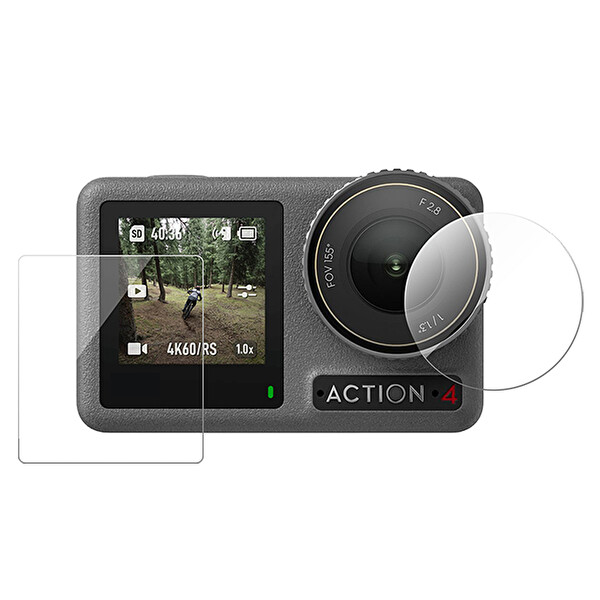 Ayex Telesin S6-FLM-06-TDJ DJI Osmo Action 5-4-3 İle Uyumlu Lens Ve Ekran Koruyucu Temperli Cam Koruma Seti