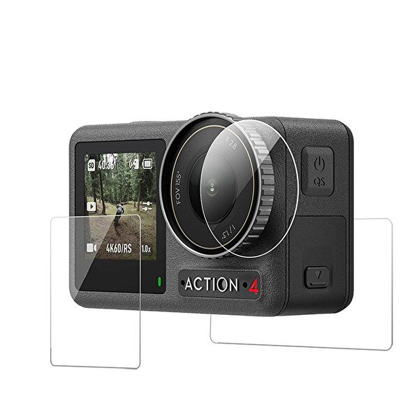 Ayex Telesin S6-FLM-06-TDJ DJI Osmo Action 5-4-3 İle Uyumlu Lens Ve Ekran Koruyucu Temperli Cam Koruma Seti