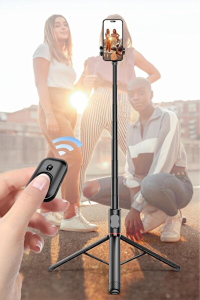 Başkenttekno C10 Çok Amaçlı Tripod Kumandalı Selfie Çubuğu 183 CM Siyah