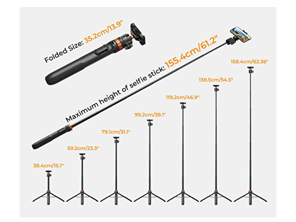 K&F Concept 2 In 1 Selfie Çubuğu Tripod KF09.127V1