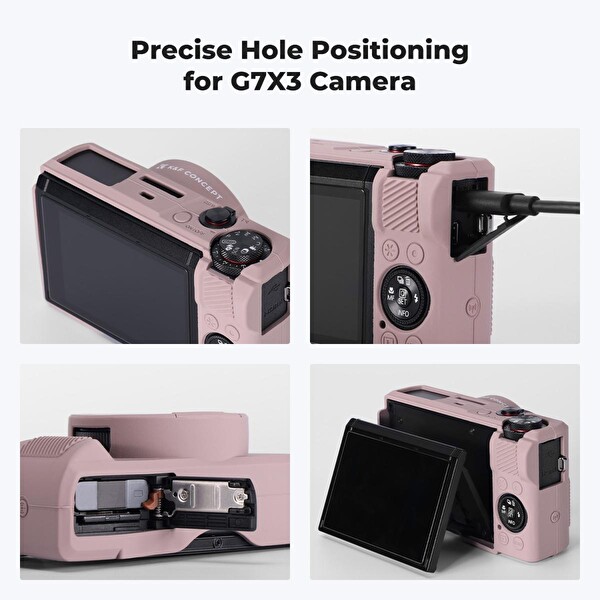 K&F Concept Canon G7X Mark III Uyumlu Silikon Kılıf ve Ekran Koruyucu Mor