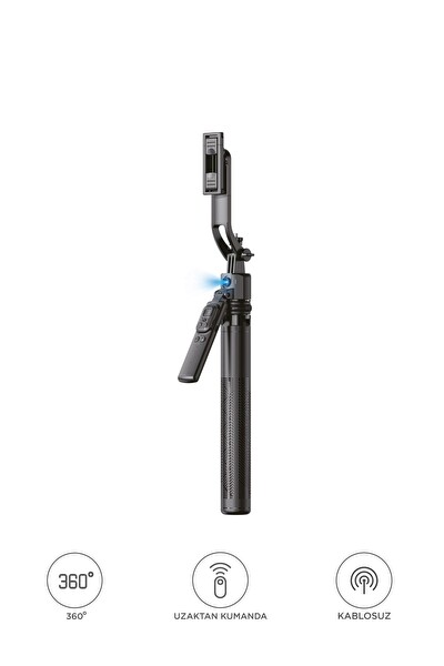 Başkenttekno Çok Amaçlı Tripod 1.6 M Kumandali Kamera Telefon Tutucu C17 Siyah