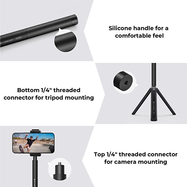 K&F Concept Görünmez Selfie Çubuğu 153 CM Insta360 X3 X4 X5 Uyumlu