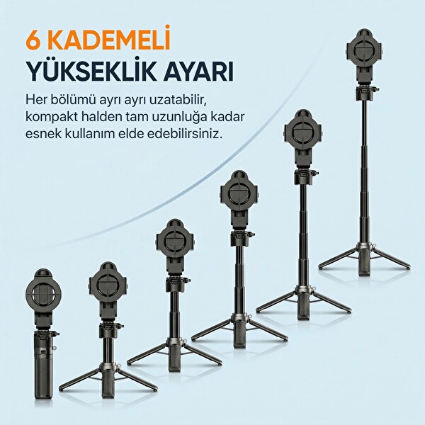 Juo JST20 Kumandalı Mini Tripod Monopod Selfie Çubuğu Android iPhone Uyumlu Beyaz