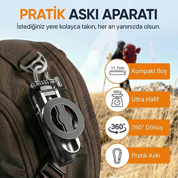Juo JST30 Magsafe Manyetik Kumandalı Tripod Monopod Selfie Çubuğu Android iPhone Uyumlu Siyah