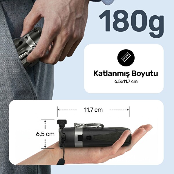 Juo JST30 Magsafe Manyetik Kumandalı Tripod Monopod Selfie Çubuğu Android iPhone Uyumlu Siyah